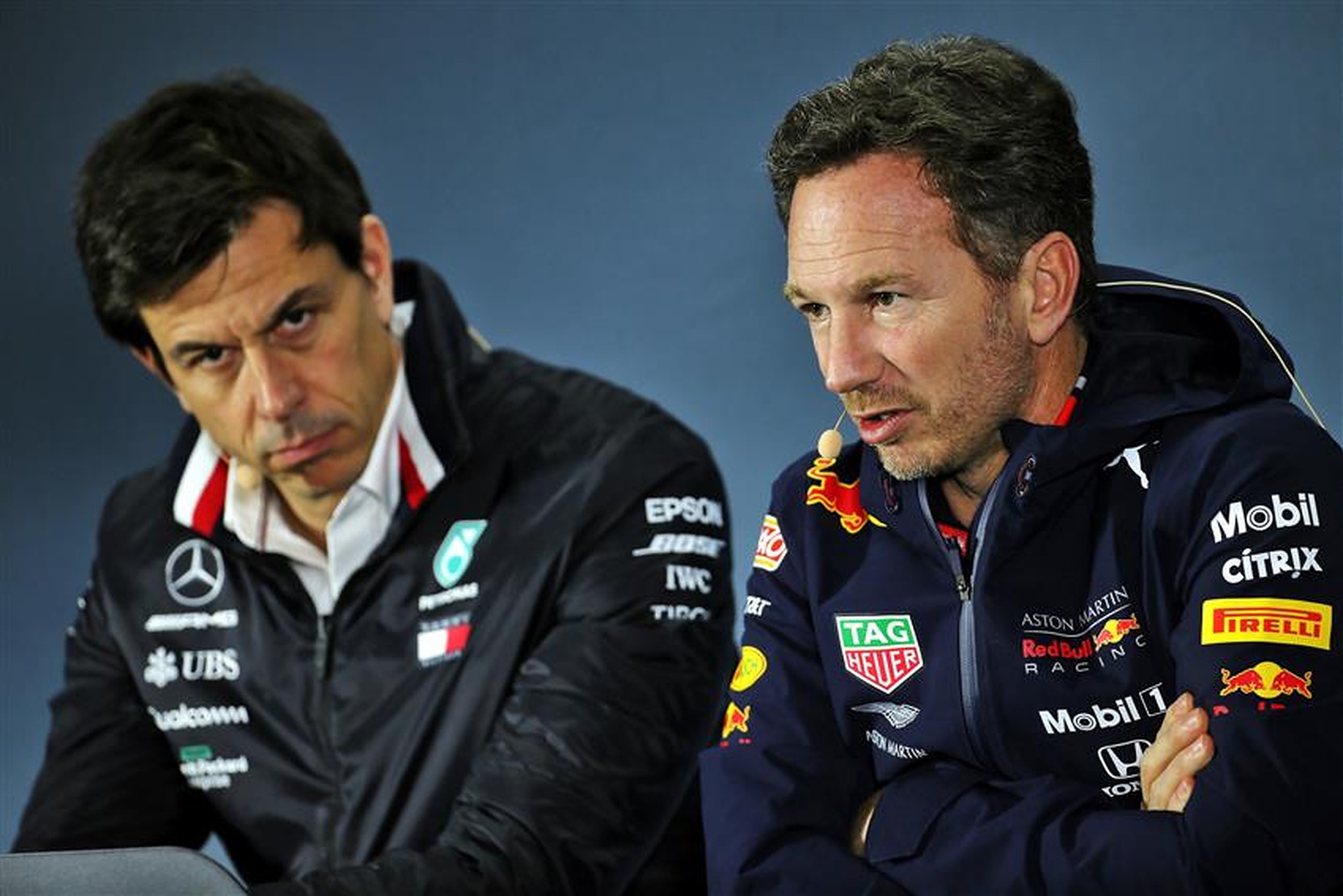 Mercedes team principal Toto Wolff and Christian Horner - Formula1news.co.uk