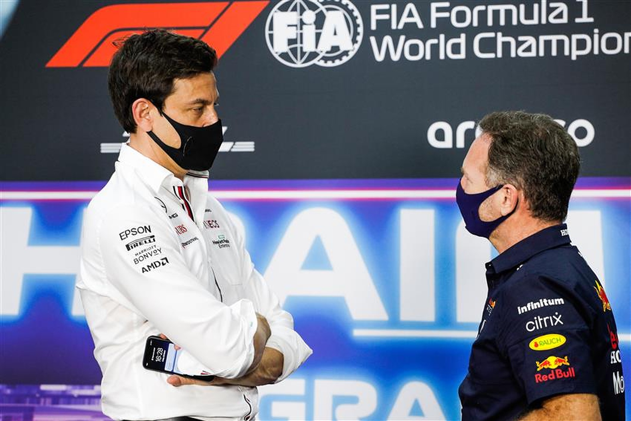 Toto Wolff and Christian Horner at Bahrain 2021 - Formula1news.co.uk