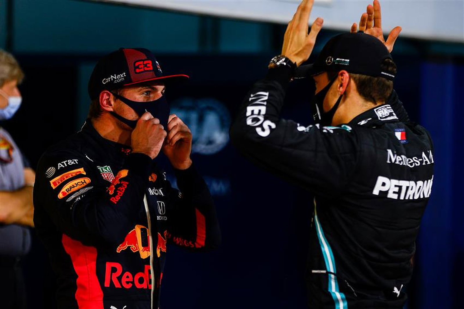 George Russell and Max Verstappen at Bahrain 2020 - Formula1news.co.uk