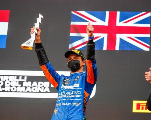 Lando Norris on the podium at Imola - Formula1news.co.uk