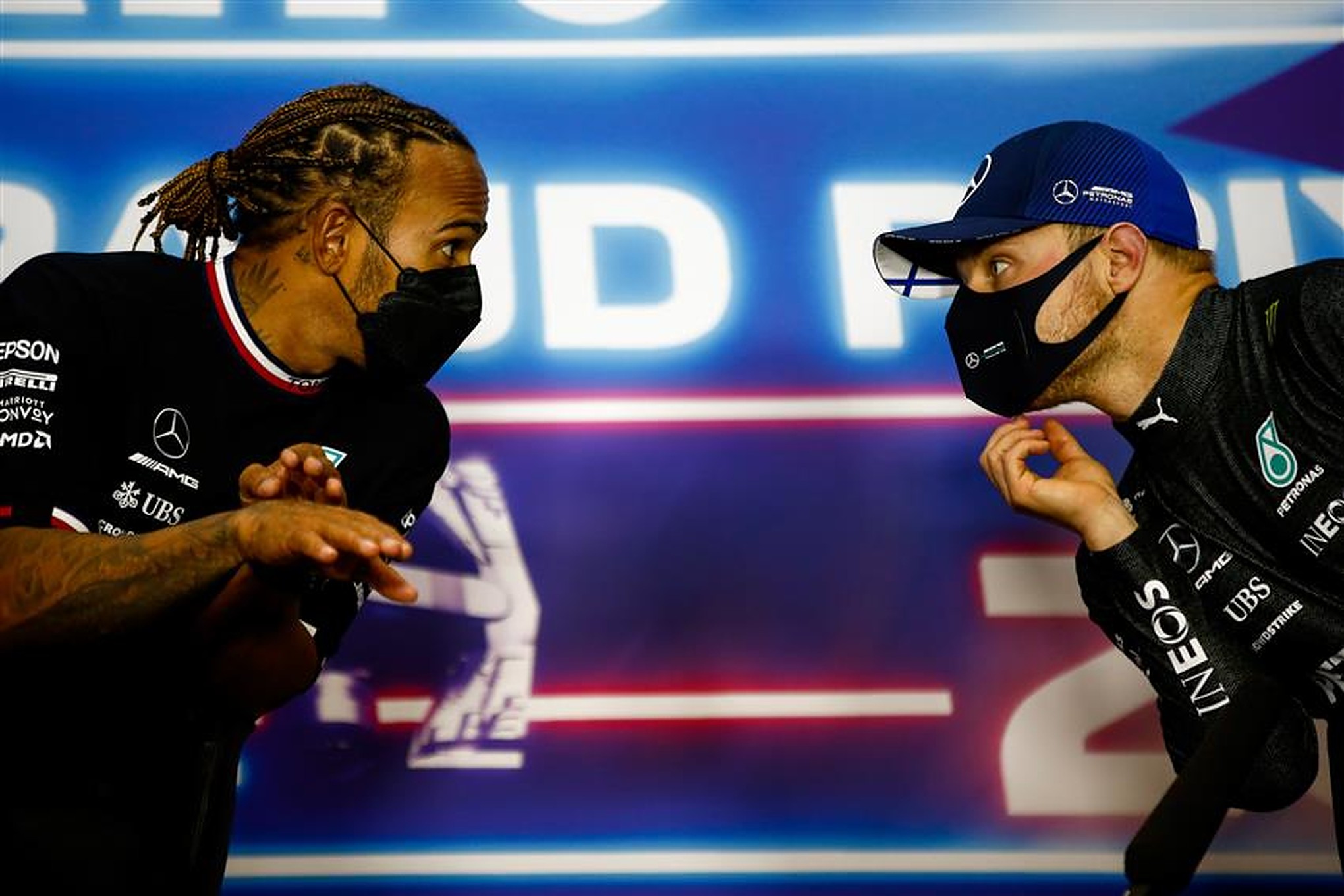 Lewis Hamilton and Valtteri Bottas at 2021 Bahrain GP - Formula1news.co.uk