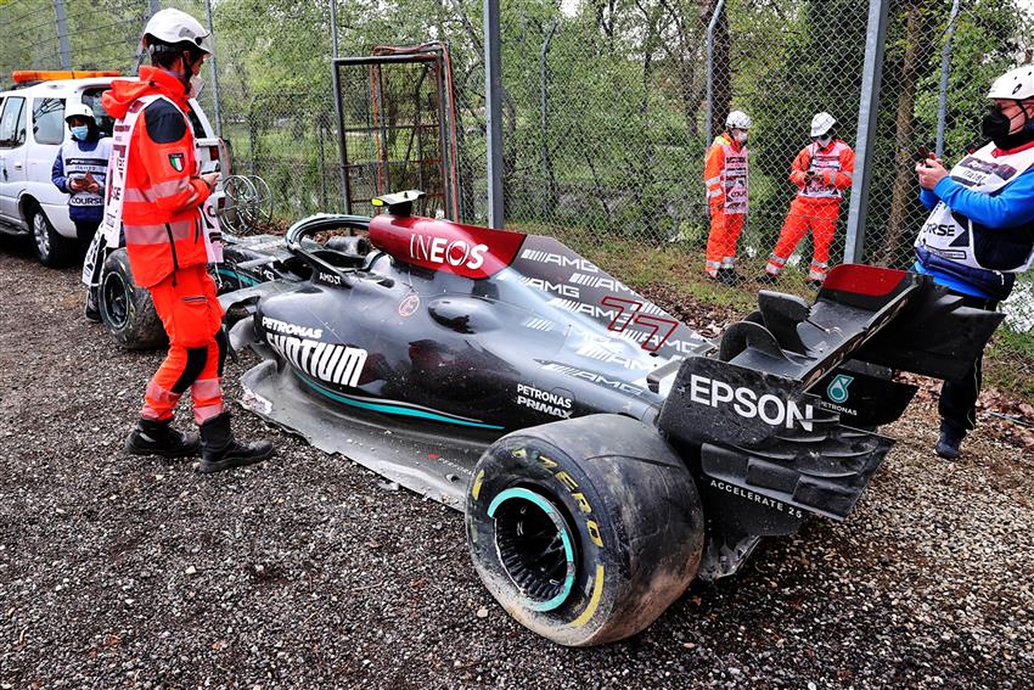 Valtteri Bottas' Wrecked Mercedes at Imola - Formula1news.co.uk