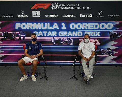 Lewis Hamilton and George Russell in Qatar.v1