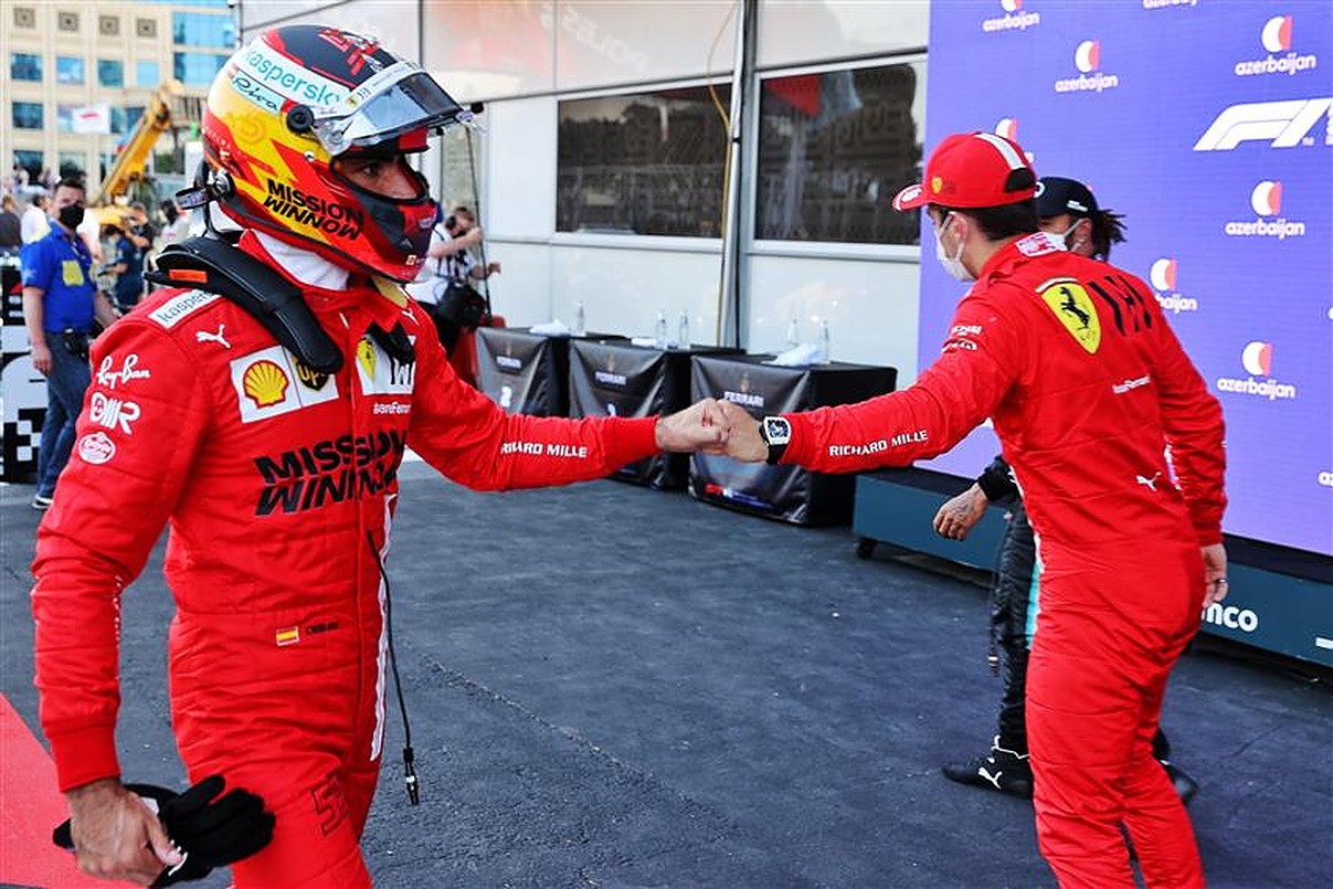 Carlos Sainz and Charles Leclerc at Ferrari in 2021, Baku.v1