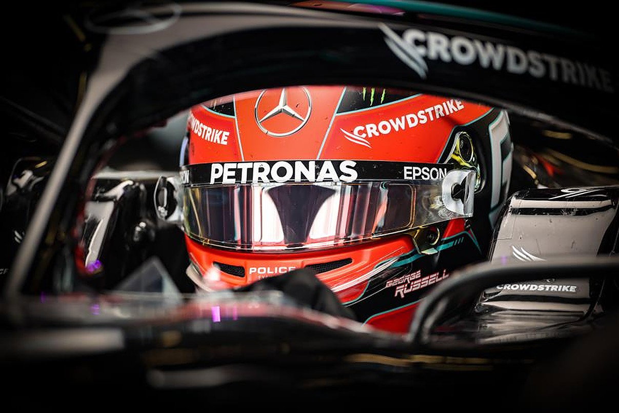 George Russell in his first Mercedes F1 test.v1