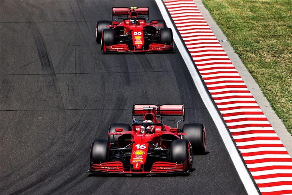 Ferraris of Charles Leclerc and Carlos Sainz at 2021 Hungarian Grand Prix.v1