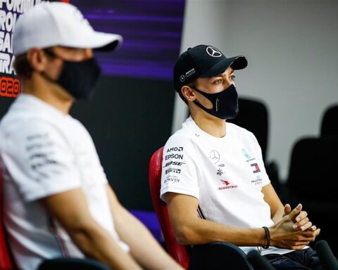George Russell and Valtteri Bottas as Mercedes team-mates.v1