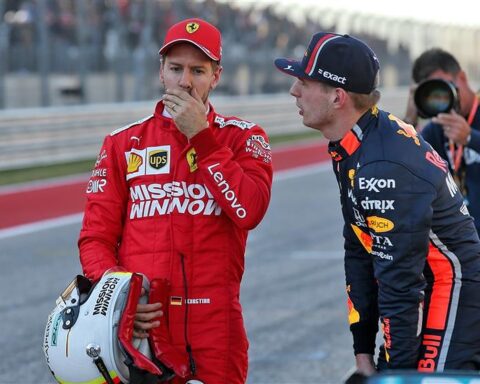 Max Verstappen and Sebastian Vettel at the US Grand Prix.v1